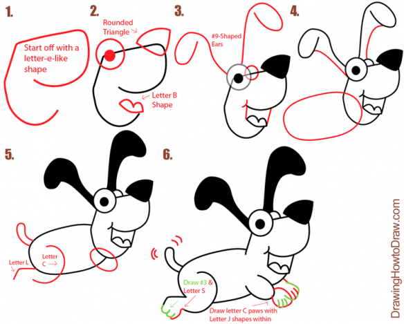 letter-e-doggy-drawing-steps