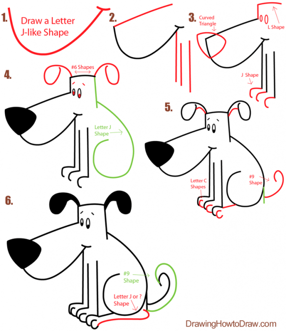 letter-j-doggy-drawing-steps